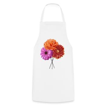 Blüten Trio Farbmelodie - Kochschürze - Weiß - Vorne - AI Model Male 185 dark (185cm)