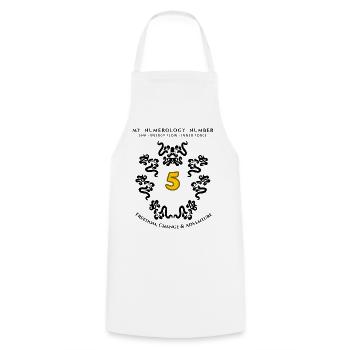 Numer_5 Symbol of the Energy of Freedom, Change and Adventure - Cooking Apron - white - Front - AI Model Male 185 dark (185cm)