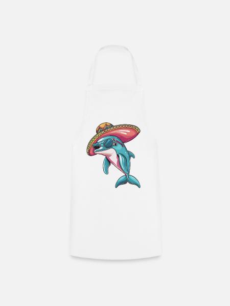 Delfin Lustig Sombrero - Kochschürze - Weiß