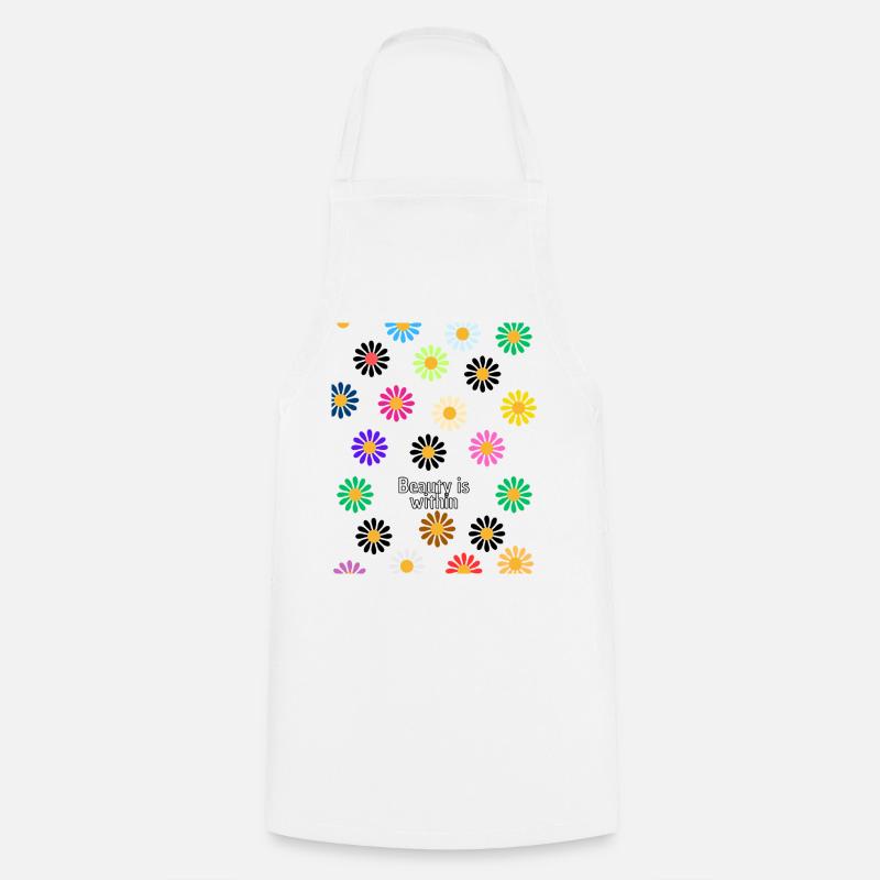 Millefleurs Pop on Black - Cooking Apron - white