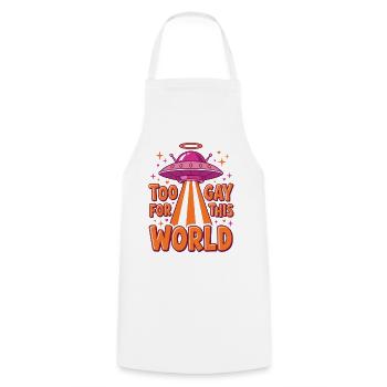 Mois de la fierté LGBTQ - Trop gay pour ce monde - Tablier de cuisine - blanc - Devant - AI Model Male 185 dark (185cm)