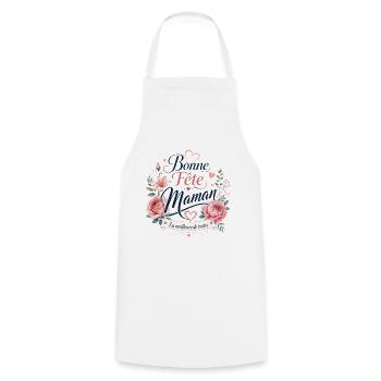 Bonne Fête Maman Floral Rose - Tablier de cuisine - blanc - Devant - AI Model Male 185 dark (185cm)