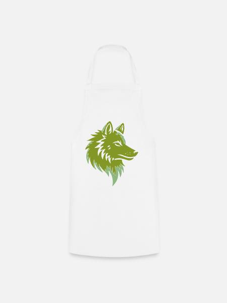 Waldwolf Silhouette Grün Akzente - Kochschürze - Weiß