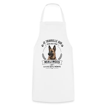 Humour chien malinois race de chien - Tablier de cuisine - blanc - Devant - AI Model Male 185 dark (185cm)
