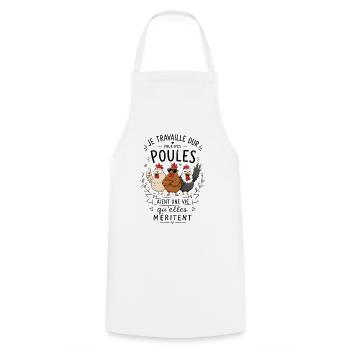 Poules qui méritent une vie - Tablier de cuisine - blanc - Devant - AI Model Male 185 dark (185cm)