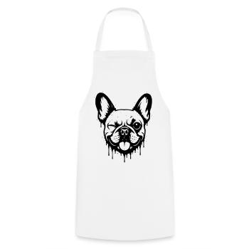 Bouledogue espiègle avec un clin d’œil - Tablier de cuisine - blanc - Devant - AI Model Male 185 dark (185cm)
