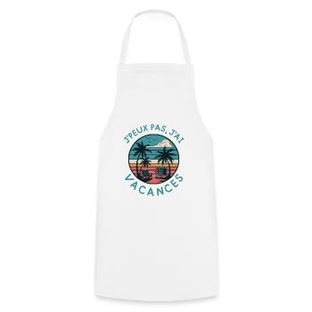 Vacances rétro: Palmiers et plage - Tablier de cuisine - blanc - Devant - AI Model Male 185 dark (185cm)