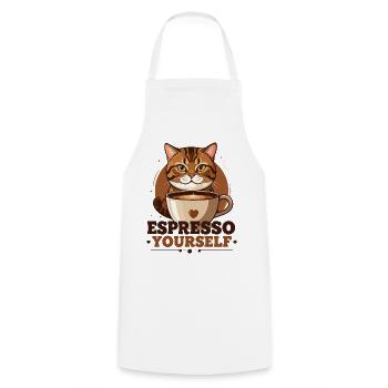 Espresso Cat Yourself - Tablier de cuisine - blanc - Devant - AI Model Male 185 dark (185cm)
