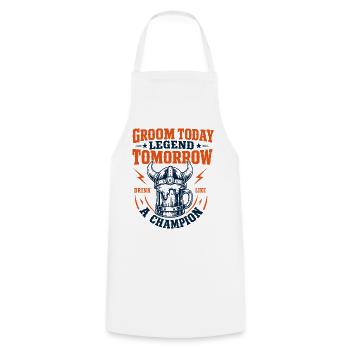 Groom Today Legend Tomorrow - Cooking Apron - white - Front - AI Model Male 185 dark (185cm)