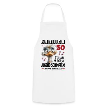 Geburtstag Strauß Cartoon 50 Jahre Alter 50 - Kochschürze - Weiß - Vorne - AI Model Male 185 dark (185cm)