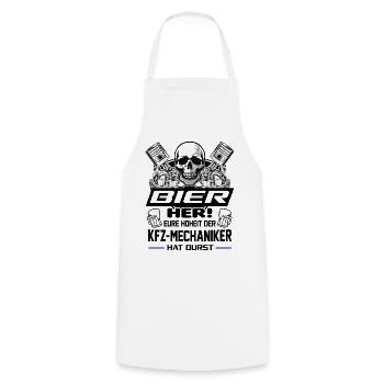 Bier König KFZ Mechaniker Automechaniker Schädel - Kochschürze - Weiß - Vorne - AI Model Male 185 dark (185cm)