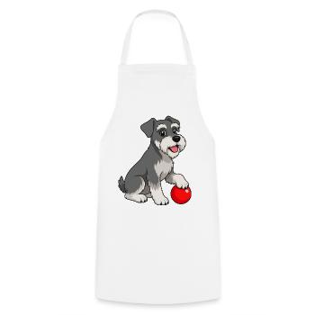 Image joyeuse d’un schnauzer avec une balle rouge - Tablier de cuisine - blanc - Devant - AI Model Male 185 dark (185cm)