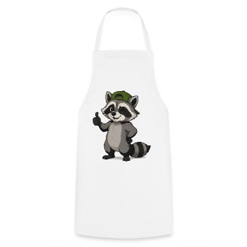 Raccoon with Green Cap Cartoon - Cooking Apron - white - Front - AI Model Male 185 dark (185cm)