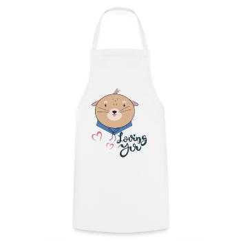 Teddy bear - Cooking Apron - white - Front - AI Model Male 185 dark (185cm)