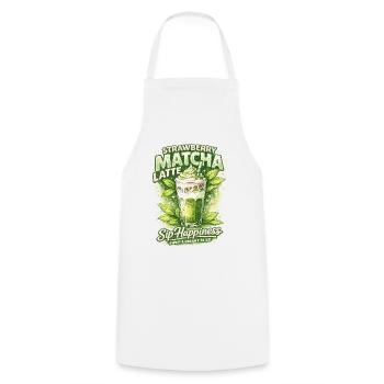 Strawberry Matcha Latte Bliss - Cooking Apron - white - Front - AI Model Male 185 dark (185cm)