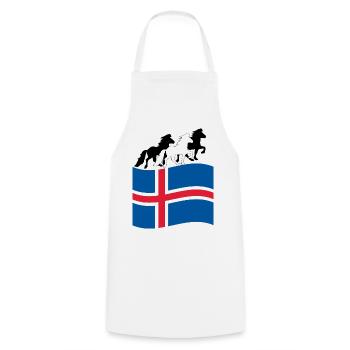 Drapeau islandais avec chevaux islandais - Tablier de cuisine - blanc - Devant - AI Model Male 185 dark (185cm)