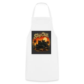 Stay Chill Cats at Sunset - Cooking Apron - white - Front - AI Model Male 185 dark (185cm)