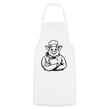 Chef Pig - Kochschürze - Weiß - Vorne - AI Model Male 185 dark (185cm)