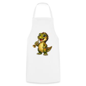 Dino mit Trompete - Kochschürze - Weiß - Vorne - AI Model Male 185 dark (185cm)
