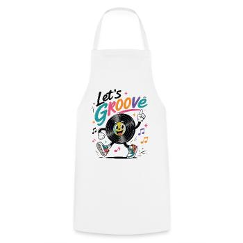 Let's Groove Schallplatte Retro Musik Design   - Kochschürze - Weiß - Vorne - AI Model Male 185 dark (185cm)