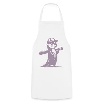 Otter Baseball Silhouette - Kochschürze - Weiß - Vorne - AI Model Male 185 dark (185cm)
