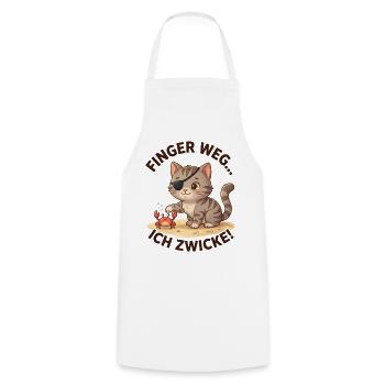 Katze Krabbe Finger weg Spruch - Kochschürze - Weiß - Vorne - AI Model Male 185 dark (185cm)