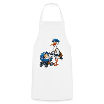 Stork with pram - Cooking Apron - white - Front - AI Model Male 185 dark (185cm)