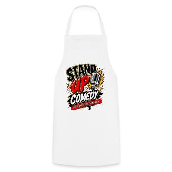 Stand-Up Comedy Mikrofon Logo - Kochschürze - Weiß - Vorne - AI Model Male 185 dark (185cm)