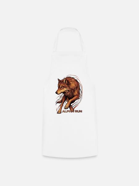 Wolf Alpha Run - Kochschürze - Weiß