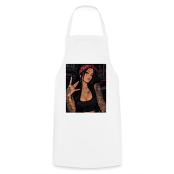 Bandana Glam Tattoo Queen - Kochschürze - Weiß - Vorne - AI Model Male 185 dark (185cm)
