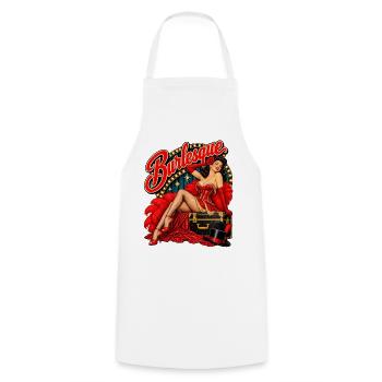 Burlesque – Vintage Showgirl - Kochschürze - Weiß - Vorne - AI Model Male 185 dark (185cm)