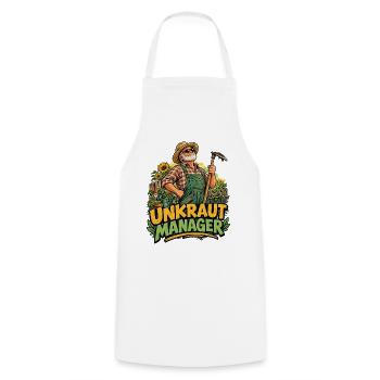 Unkraut Manager Gartenmanager humorvoll  - Kochschürze - Weiß - Vorne - AI Model Male 185 dark (185cm)
