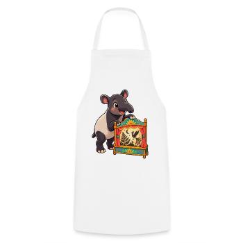 Kleiner Tapir mit buntem Schattentheater - Kochschürze - Weiß - Vorne - AI Model Male 185 dark (185cm)