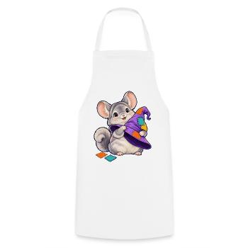 Patchwork-Maus mit bunter Kapuze - Kochschürze - Weiß - Vorne - AI Model Male 185 dark (185cm)