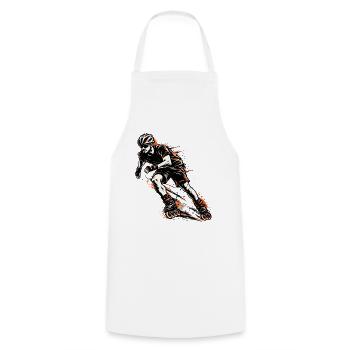 Inline Skater Action – Inlineskating Sport - Kochschürze - Weiß - Vorne - AI Model Male 185 dark (185cm)