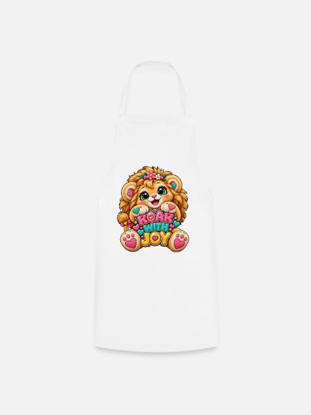 Kawaii Löwenbaby mit JOY Schrift - Kochschürze - Weiß