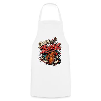 Born to Boogie – Rockabilly Tanz & Musik - Kochschürze - Weiß - Vorne - AI Model Male 185 dark (185cm)