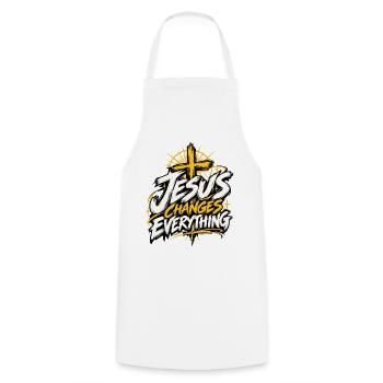 Jesus verändert alles – Dynamischer Schriftzug - Kochschürze - Weiß - Vorne - AI Model Male 185 dark (185cm)