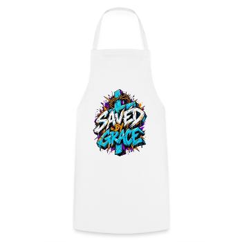 SAVED BY GRACE Graffiti Cross - Kochschürze - Weiß - Vorne - AI Model Male 185 dark (185cm)