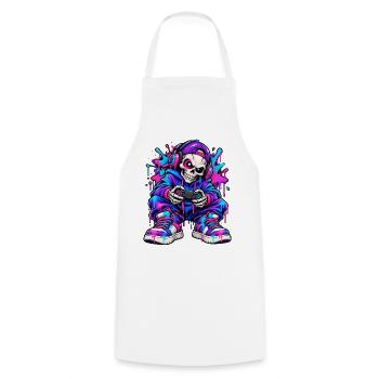 Neon-Graffiti-Gamer-Skelett – Gamer-Geschenk - Kochschürze - Weiß - Vorne - AI Model Male 185 dark (185cm)