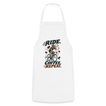 Ride Coffee Repeat Fahrrad Kaffee - Kochschürze - Weiß - Vorne - AI Model Male 185 dark (185cm)