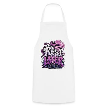 Neon Grabstein Typo Design - Kochschürze - Weiß - Vorne - AI Model Male 185 dark (185cm)