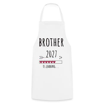 Pregnancy Announcement – Bruder 2027 Geschenk - Kochschürze - Weiß - Vorne - AI Model Male 185 dark (185cm)