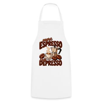 More Espresso Less Depresso - Kochschürze - Weiß - Vorne - AI Model Male 185 dark (185cm)