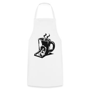 Kaffeewürfelturm - Kochschürze - Weiß - Vorne - AI Model Male 185 dark (185cm)