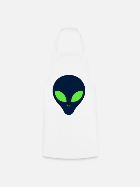 Alien Gesicht Gruen Grafik - Kochschürze - Weiß
