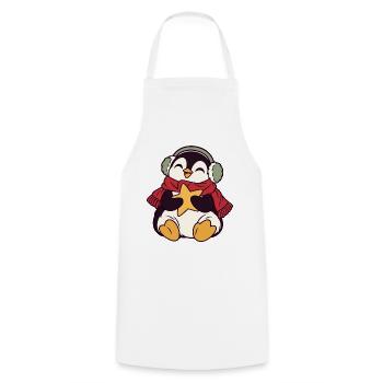 Winterpinguin mit Stern und Kopfhörern - Kochschürze - Weiß - Vorne - AI Model Male 185 dark (185cm)