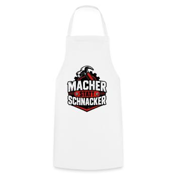 Macher statt Schnacker – Handwerker Spruch - Kochschürze - Weiß - Vorne - AI Model Male 185 dark (185cm)