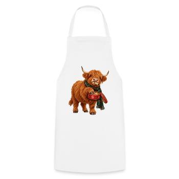 Hochlandrind Weihnachtsplätzchen Highland Cow - Kochschürze - Weiß - Vorne - AI Model Male 185 dark (185cm)