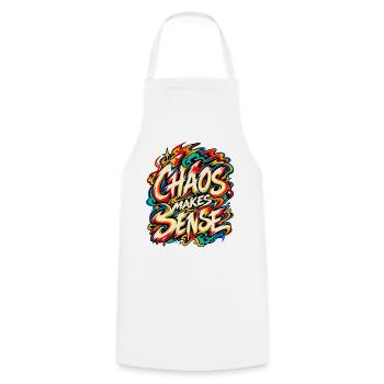 Chaos macht Sinn – Bunte Explosionskunst - Kochschürze - Weiß - Vorne - AI Model Male 185 dark (185cm)